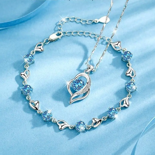 🎁🌊Dárková sada Srdce oceánu (náhrdelník + náramek se srdíčkem)