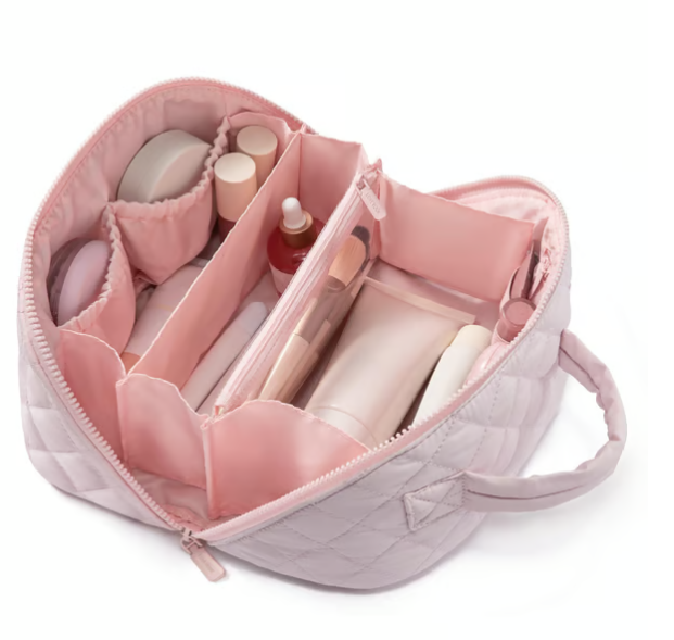 ✨ Dámska cestovná kozmetická taštička – Vodeodolný organizér na make-up z umelej kože s otváraním o 180 ° a veľkou kapacitou