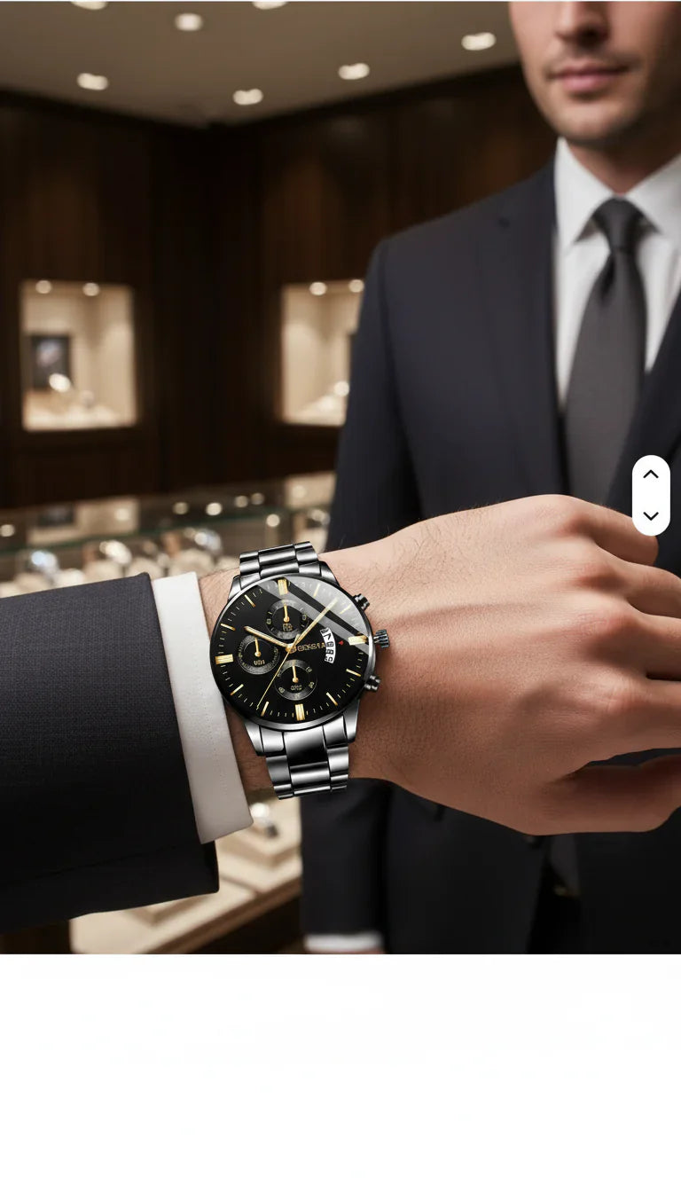 Ceas Elegant cu Accente Aurii