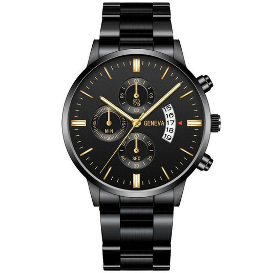 Men’s Business Quartz Watch Fashion Fake Three-Eye Six-Pin Calendar Men’s Watch Mesh Belt Men’s Watch Watch