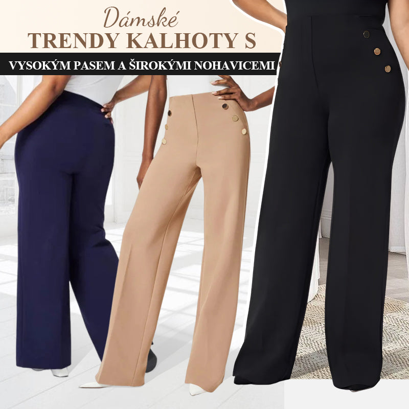 🔥 Dámské kalhoty Plus Size s vysokým nártem a širokými nohavicemi