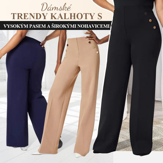 🔥 Dámské kalhoty Plus Size s vysokým nártem a širokými nohavicemi