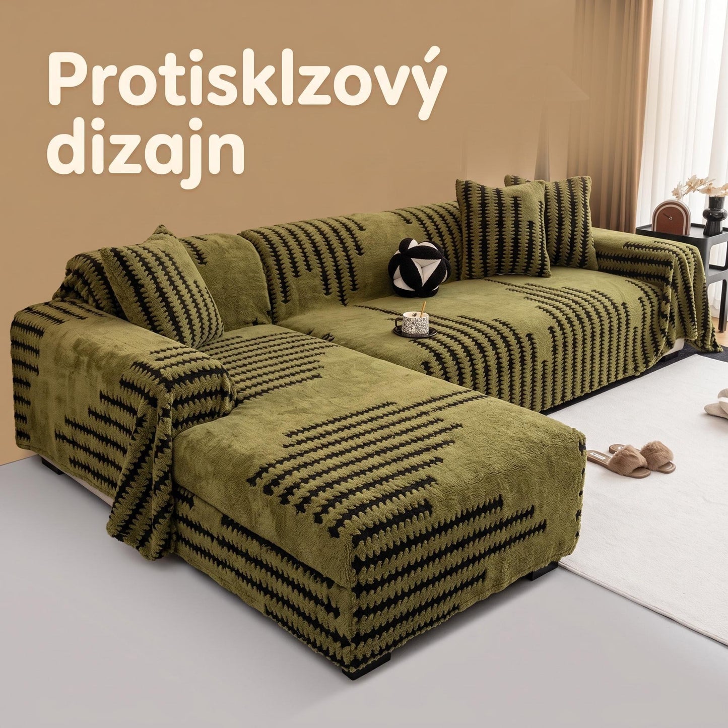 🛋️ Mäkký plyšový poťah na pohovku – protišmykový, prateľný, pre všetky ročné obdobia
