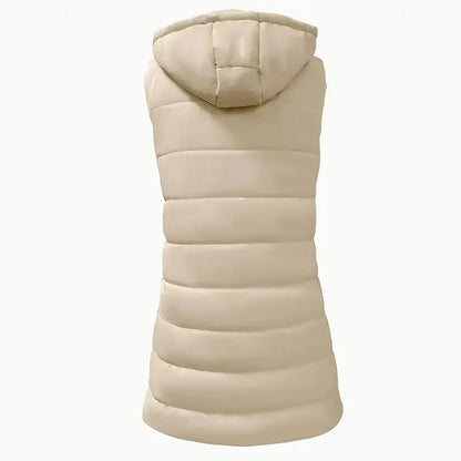 Dámska dlhá teplá hrubá prešívaná vesta na zips