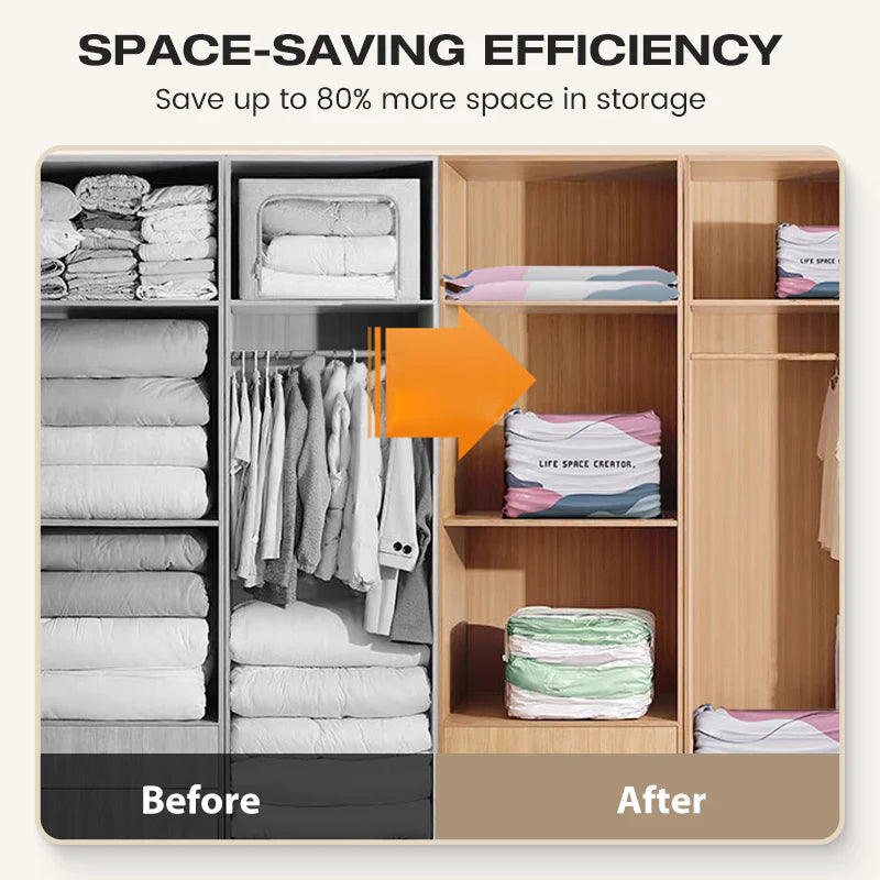 🧳Vákuové vrecia bez pumpy – ušetrite až 80% miesta  🛏️