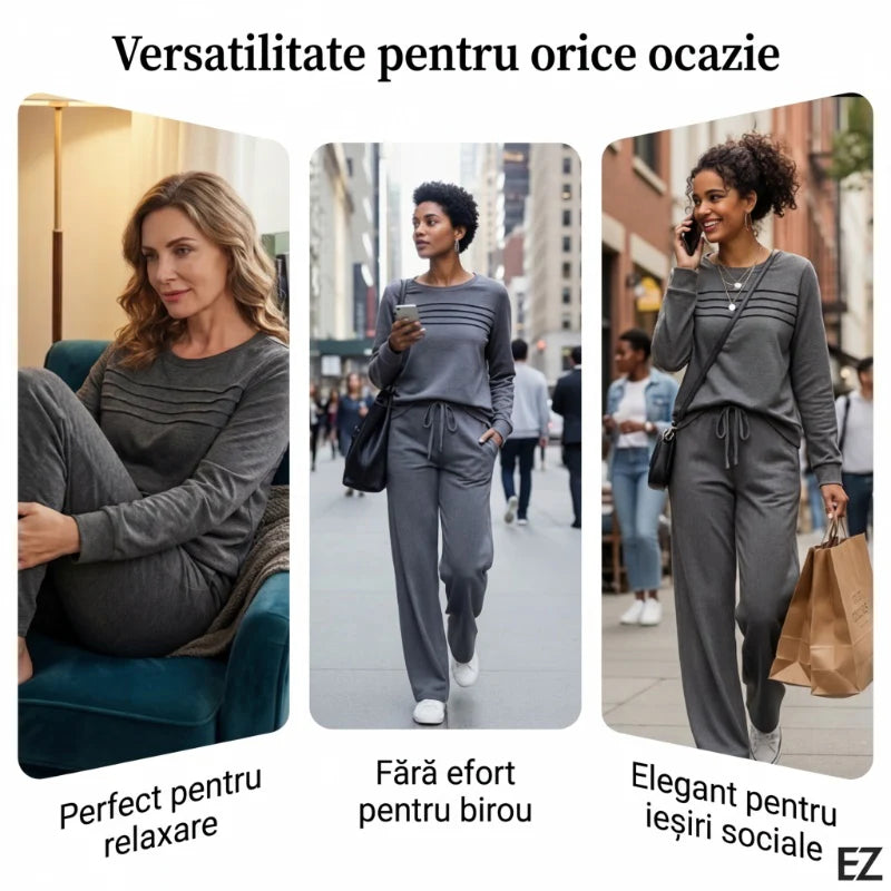 🔥2026 👗✨ Dámska súprava s blúzou s okrúhlym výstrihom a nohavicami so šnúrkou