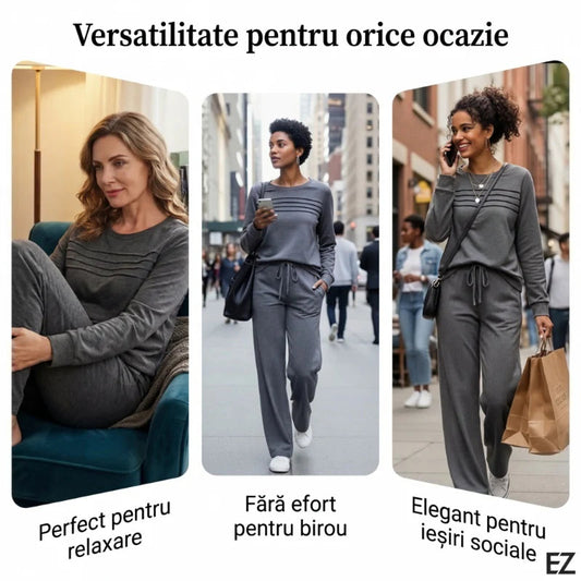 🔥2026 👗✨ Dámska súprava s blúzou s okrúhlym výstrihom a nohavicami so šnúrkou