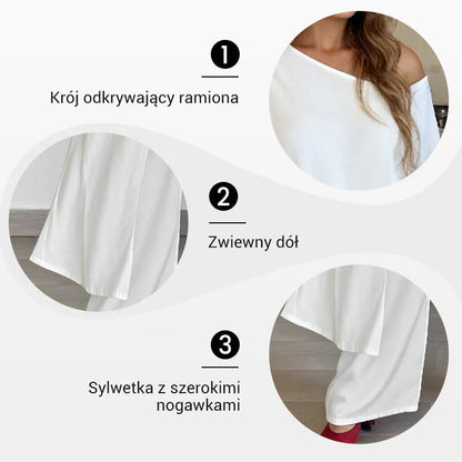 2026 👗Jednofarebný top a nohavice s odhalenými ramenami