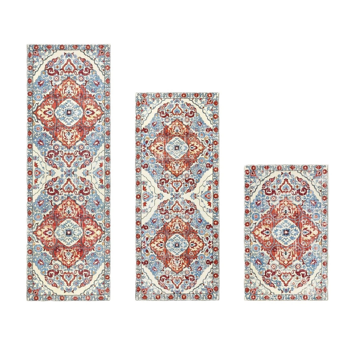 🔥🔥Sada 3 umývateľných kuchynských kobercov v bohémskom štýle - Protišmykové kuchynské koberce