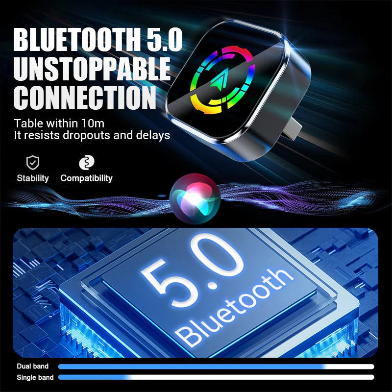 2 v 1 bezdrátový adaptér pro zařízení iPhone a Android Auto