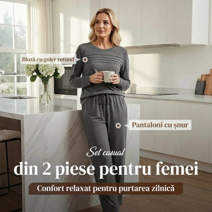 🔥2026 👗✨ Dámska súprava s blúzou s okrúhlym výstrihom a nohavicami so šnúrkou