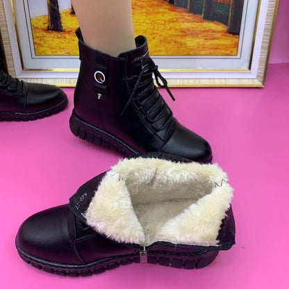 Dámske teplé a protišmykové kožené členkové čižmy