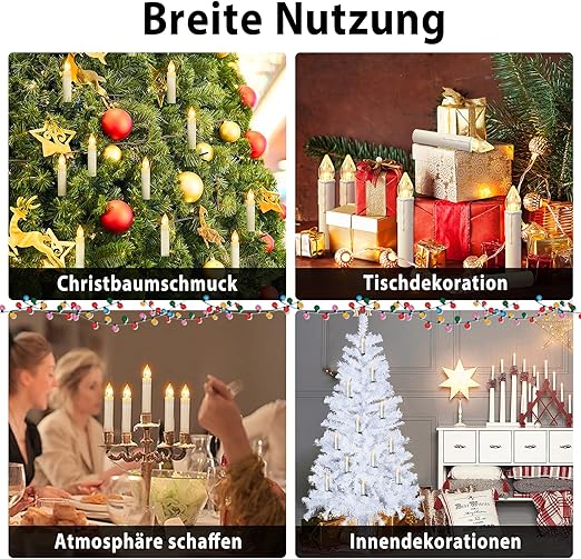 🎄Bezdrátové bezplamenné svíčky s dálkovým ovládáním a klipy