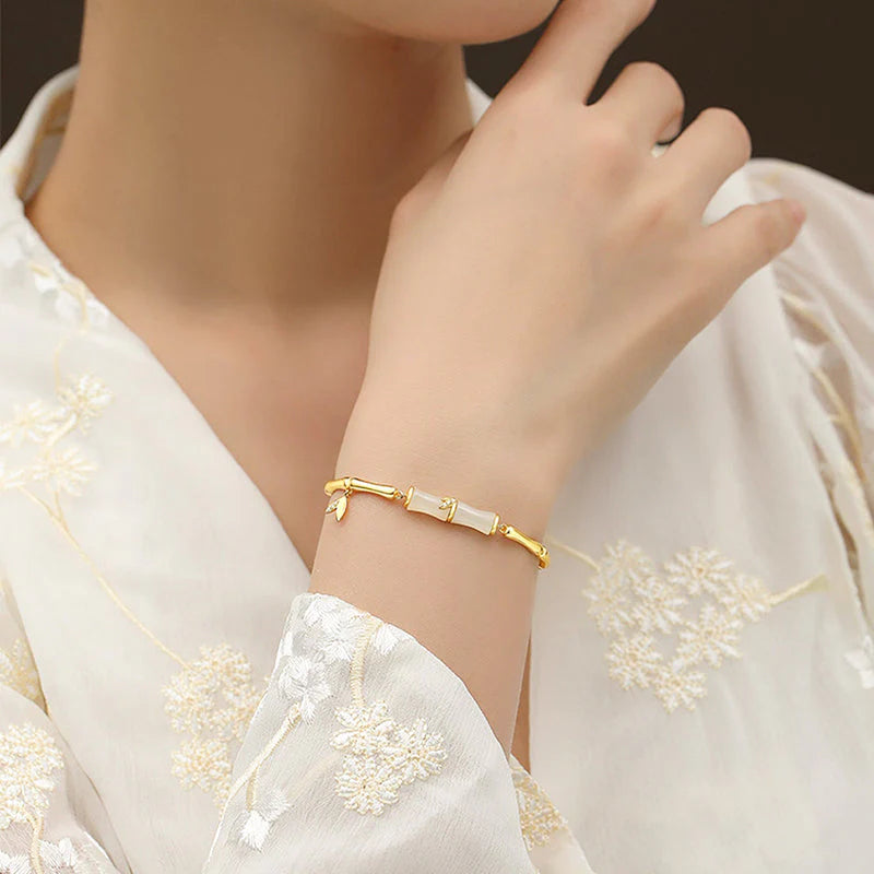 Dámsky bambusový náramok s retiazkou