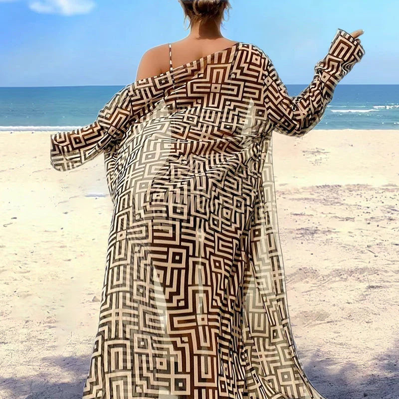 2026 Dámska 3-dielna plavková súprava s geometrickým vzorom