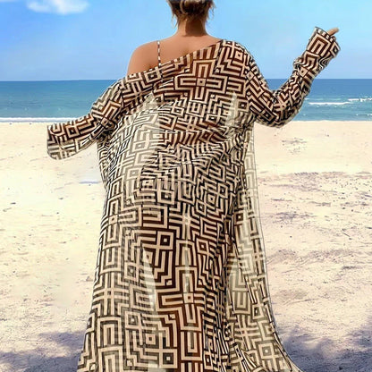 2026 Dámska 3-dielna plavková súprava s geometrickým vzorom