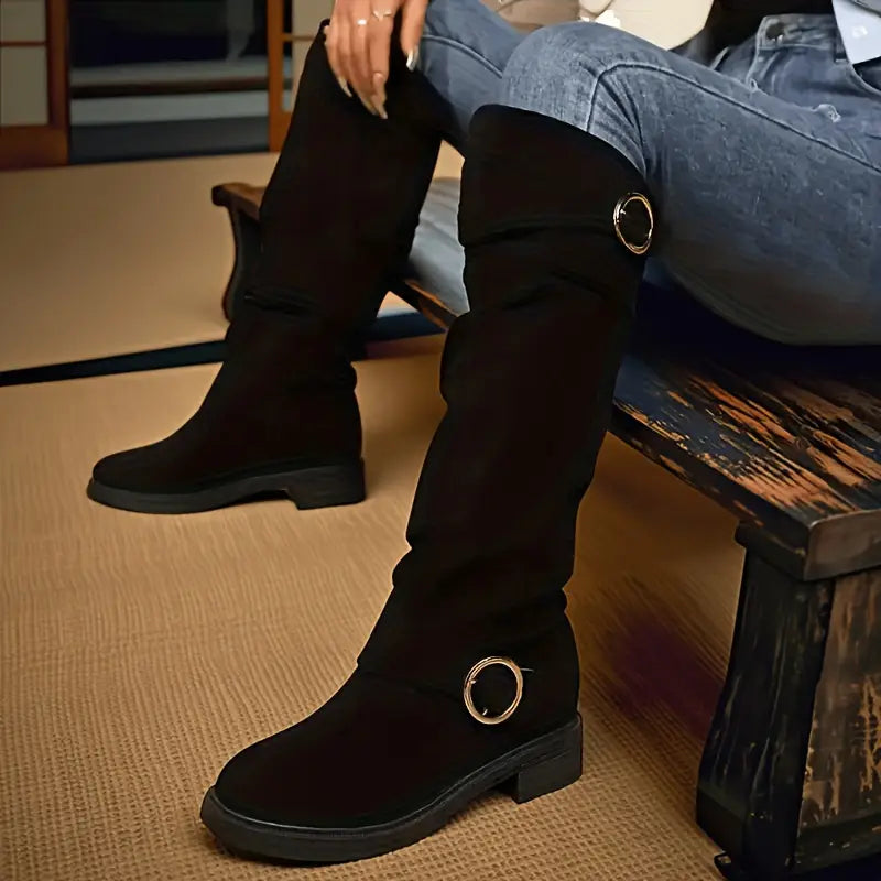 🔥Posledný výpredaj - Dámske vintage semišové jazdecké čižmy s manžetou