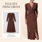 Elegantné dlhé šaty pre ženy s výstrihom do V a zatočeným predným dielom
