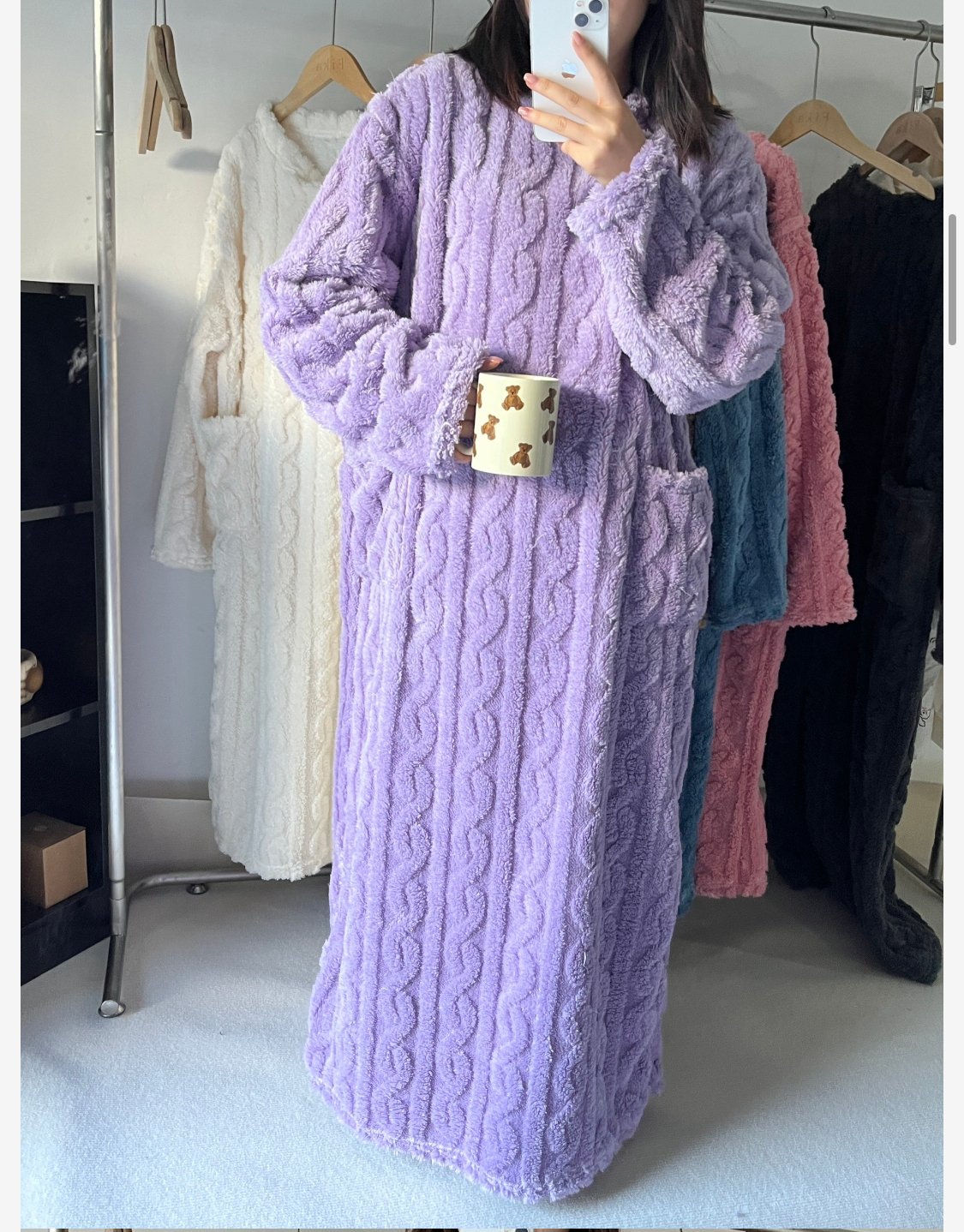 Jesenné a zimné domáce oblečenie z koralového flísu Dotyk oblaku, mäkká a teplá neha“