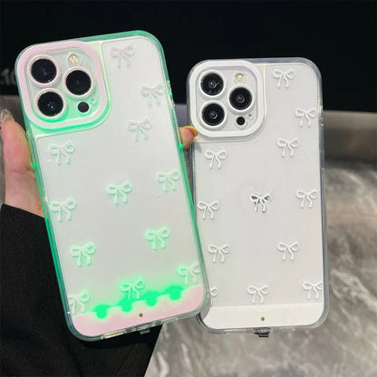 Roztomilý kryt na telefon s mašlí a LED světlem – stylová ochrana s třpytkami ✨