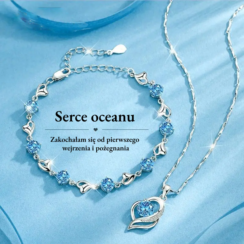 🎁🌊Dárková sada Srdce oceánu (náhrdelník + náramek se srdíčkem)