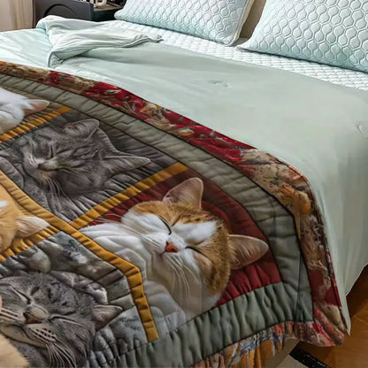 😸Pătură de flanel modernă cu imprimeu de pisici -🔥Pătură de pluș super moale și călduroasă, pentru toate anotimpurile