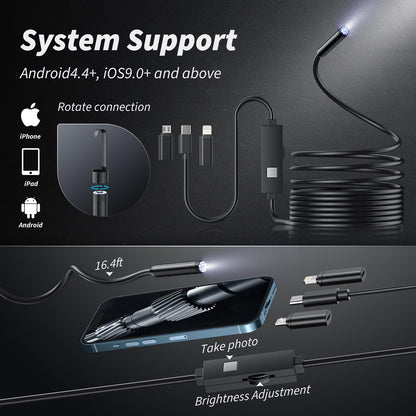 🔎 Endoskopická kamera typu „plug-and-play“ – kompatibilná so systémom Android, iPhone a iPad pre priame pripojenie