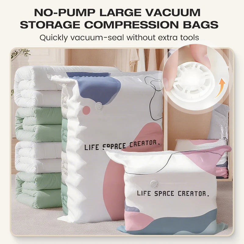 🧳Vákuové vrecia bez pumpy – ušetrite až 80% miesta  🛏️