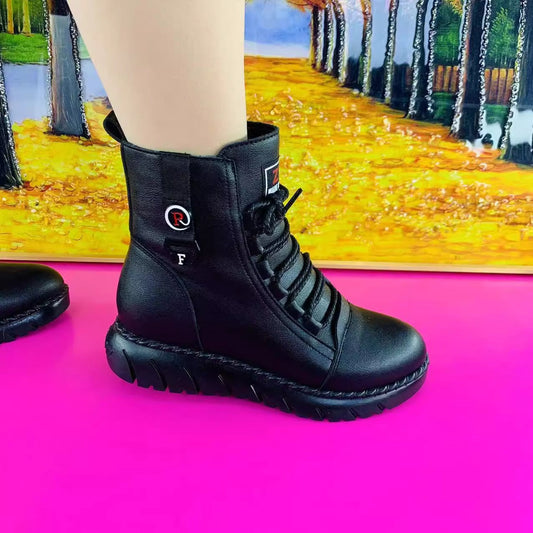 Dámske teplé a protišmykové kožené členkové čižmy