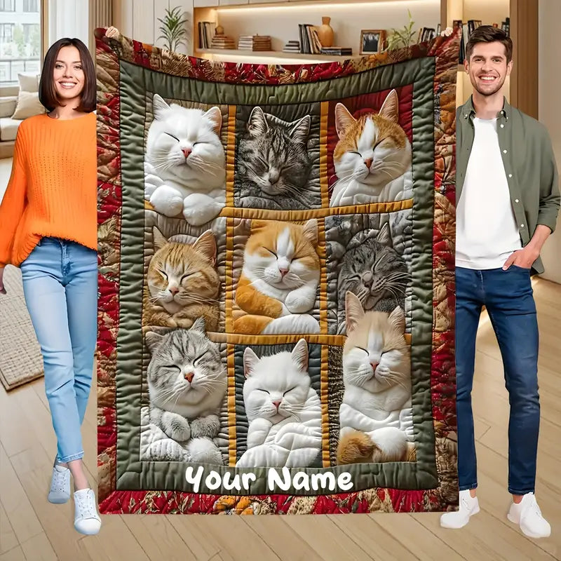 😸Pătură de flanel modernă cu imprimeu de pisici -🔥Pătură de pluș super moale și călduroasă, pentru toate anotimpurile