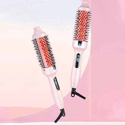 2v1 žehlička na vlasy a kulma – iónový hrebeň na úpravu vlasov proti obareniu, rýchle nahrievanie, nastaviteľná teplota (vhodná pre všetky typy vlasov)