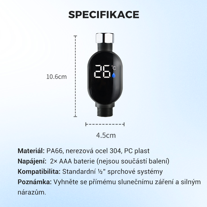 🌡️Vodotěsný LED displej Sprchový teploměr v Celsiích