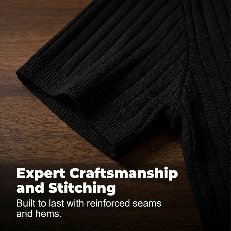 2026 Pánska košeľa s krátkymi rukávmi, rebrovým golierom a zipsom – priedušná a pohodlná