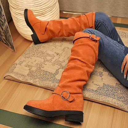 🔥Posledný výpredaj - Dámske vintage semišové jazdecké čižmy s manžetou