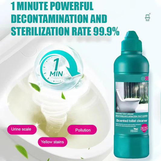 Čistič toaliet s 99 % antibakteriálnymi vlastnosťami odstraňuje žlté škvrny a zanecháva vašu misu žiarivo bielu už po jednom streknutí a jednom spláchnutí.