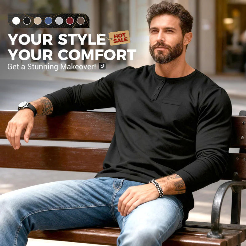 Pánske tričko s dlhým rukávom - priedušný polyester, zapínanie na gombíky, náprsné vrecko, pohodlný strih, ľahká údržba, každodenný štýl