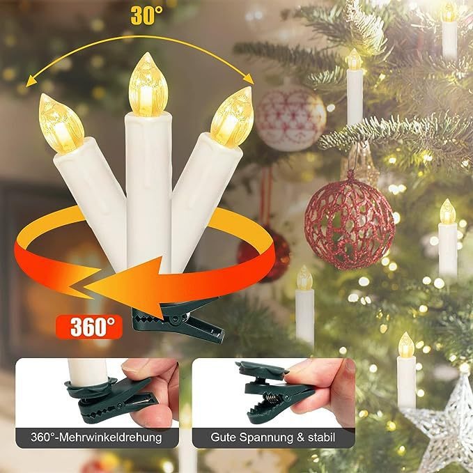 🎄Bezdrátové bezplamenné svíčky s dálkovým ovládáním a klipy