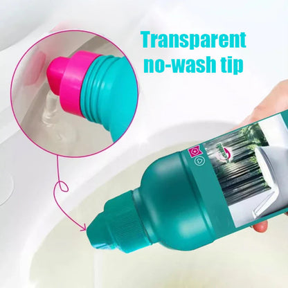 Čistič toaliet s 99 % antibakteriálnymi vlastnosťami odstraňuje žlté škvrny a zanecháva vašu misu žiarivo bielu už po jednom streknutí a jednom spláchnutí.