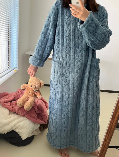 Jesenné a zimné domáce oblečenie z koralového flísu Dotyk oblaku, mäkká a teplá neha“