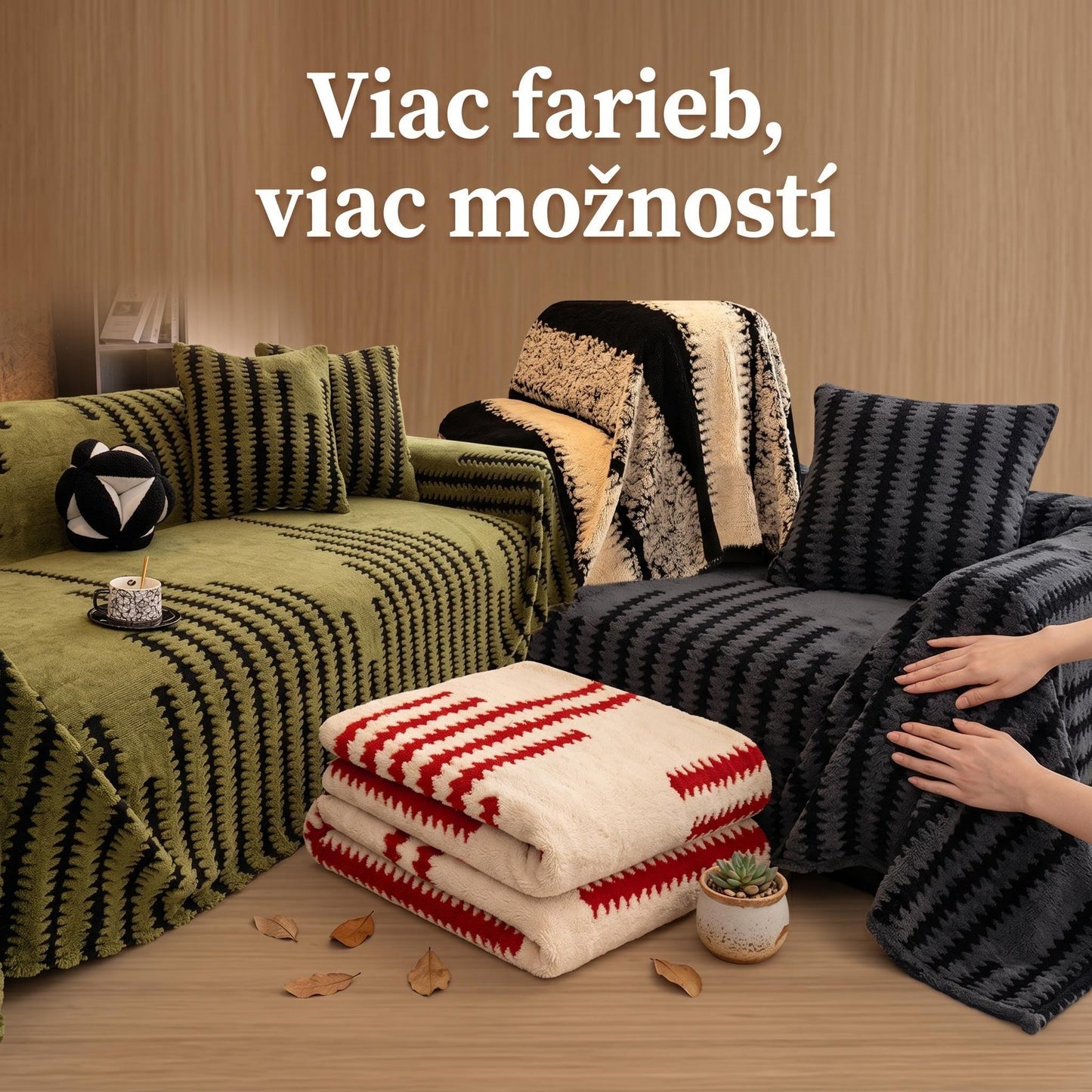 🛋️ Mäkký plyšový poťah na pohovku – protišmykový, prateľný, pre všetky ročné obdobia