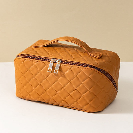 ✨ Dámska cestovná kozmetická taštička – Vodeodolný organizér na make-up z umelej kože s otváraním o 180 ° a veľkou kapacitou