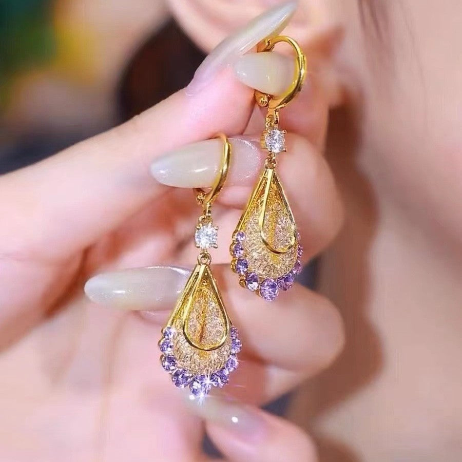 ✨Elegantní zlaté náušnice s třpytivými diamanty