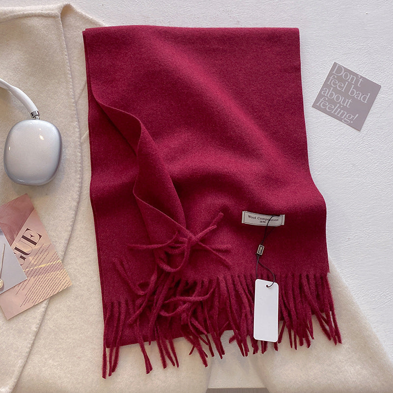 Módna jednofarebná vlnená dámska teplá šatka