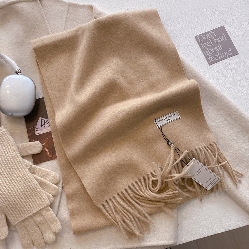 Módna jednofarebná vlnená dámska teplá šatka