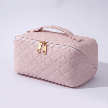 ✨ Dámska cestovná kozmetická taštička – Vodeodolný organizér na make-up z umelej kože s otváraním o 180 ° a veľkou kapacitou
