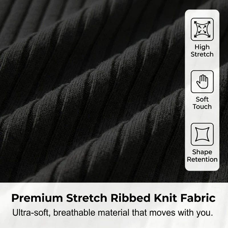 2026 Pánska košeľa s krátkymi rukávmi, rebrovým golierom a zipsom – priedušná a pohodlná