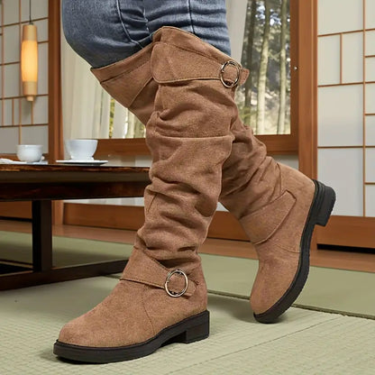 🔥Posledný výpredaj - Dámske vintage semišové jazdecké čižmy s manžetou
