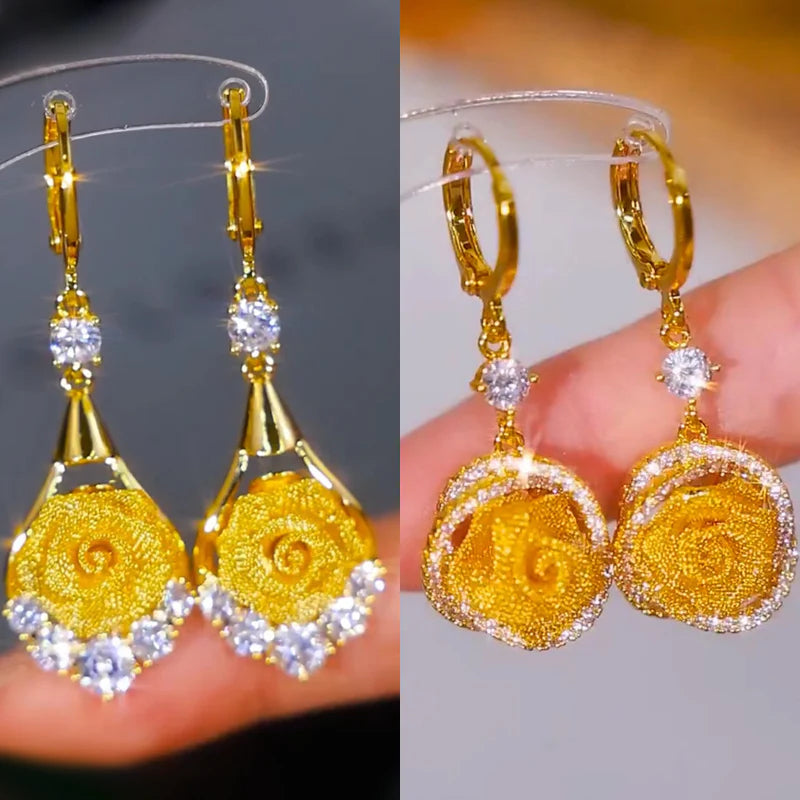 Elegantné sieťované náušnice s ružou