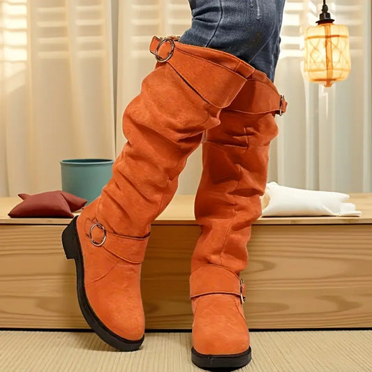 🔥Posledný výpredaj - Dámske vintage semišové jazdecké čižmy s manžetou