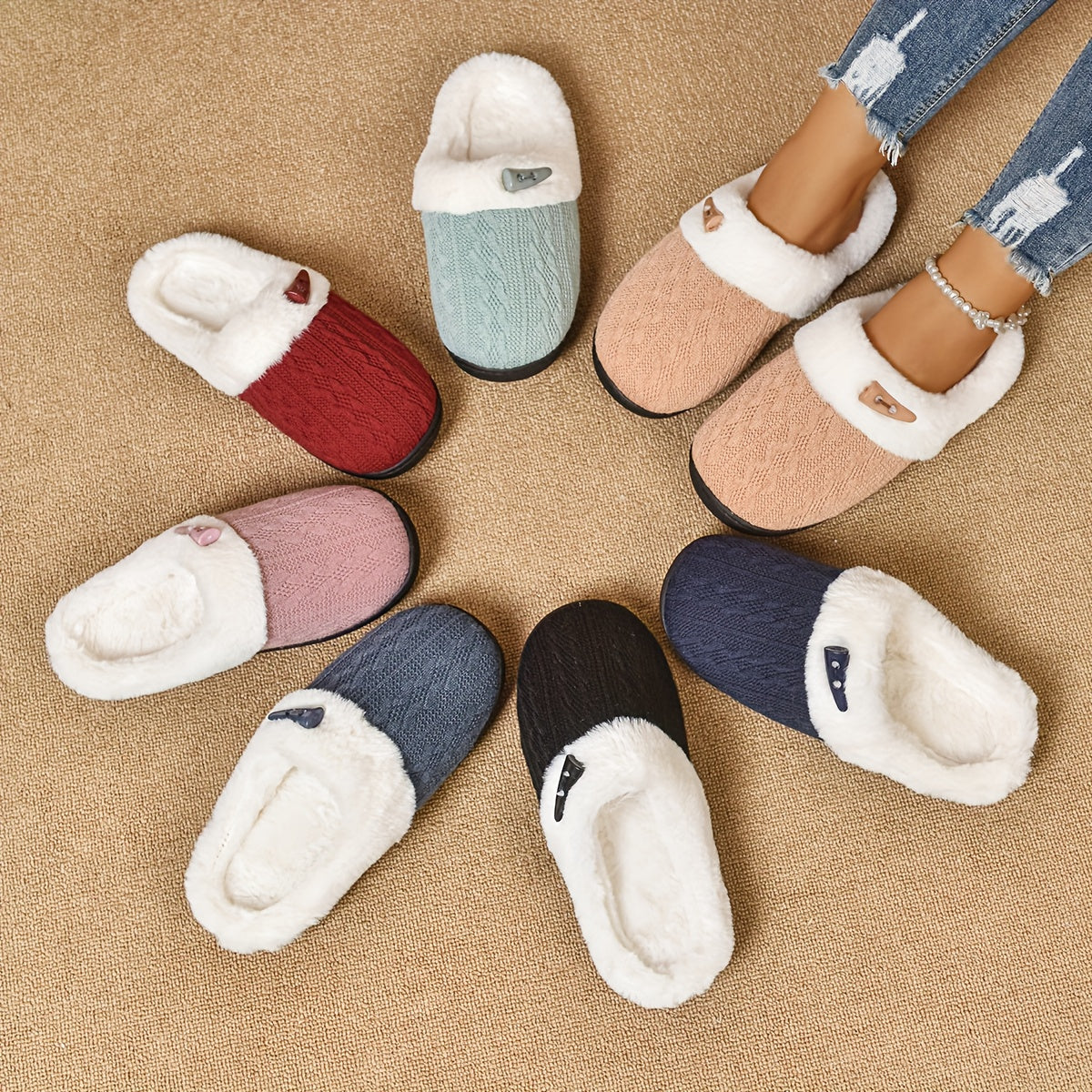 Plyšové vnútorné papuče s flísovou podšívkou pre teplo